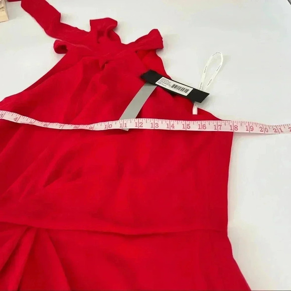 Halston Womens Jade Sleeveless Faux-Wrap Halter Mini Dress Size 8 - Picture 5 of 7